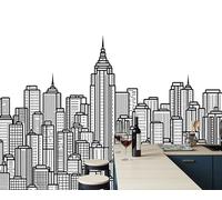ZISTRCBAO 3D Photo Wallpaper 200x140cm Art Wall Mural Silk 3D Linear City Architecture Panoramic Poster Minimalism Mural Wallpaper Poster TV Background Decoration for Living Room Bedroom