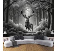 ZISTRCBAO 3D Photo Wallpaper 300x210cm Art Wall Mural Silk 3D Forest Stag Panoramic Poster Vintage Animal Mural Wallpaper Poster TV Background Decoration for Living Room Bedroom