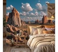 ZISTRCBAO 3D Photo Wallpaper Rocky Terrain Desert 350x256cm, Magnificent Natural Landscape Wall Mural Silk Panoramic Poster Home Decoration Wallpaper Murals for Living Room, Bedroom, Office