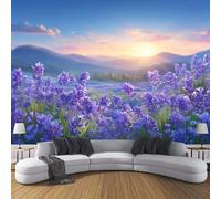ZISTRCBAO 3D Provence Lavender Fields Panoramic Wallpaper Mural, Wall Poster Rural Landscape Print Design Photo Effect, Poster Decoration for Bedroom Living Room Corridor 250x175cm