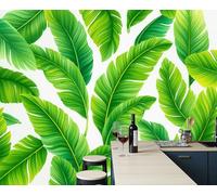 ZISTRCBAO 3D Watercolor Banana Leaf Panoramic Wallpaper Mural, Wall Poster Naturalistic Print Design Photo Effect, Poster Decoration for Bedroom Living Room Corridor 350x256cm