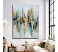 ZISTRCBAO Abstract Cityscape Canvas Wall Art for Living Room, 50×70 cm Watercolor Graffiti Bedroom Wall Art Poster, Gold Pictures Prints Decor for Office Hallway Dining Room Bathroom, No Frame