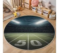 ZISTRCBAO American Football Field Round Rugs 60cm, Sports Theme Washable Circle Rug Soft Short Pile Non Slip Floor Round Rugs for Boys' Teen Bedroom Entryway, Green