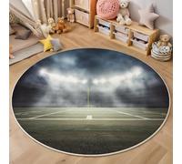 ZISTRCBAO American Football Field Round Rugs for Living Room, Sports Theme Round Area Rug 180cm Machine Washable Rugs Green Soft Non Slip Non Shedding Home Decor Rug for Boys' Teen Bedroom