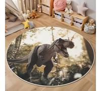 ZISTRCBAO Angry Tyrannosaurus Rex In The Jungle Rugs Round 180cm Living Room, Animal Realism Circle Carpet, Non Slip Machine Washable Carpet, Greenish Brown Round Rug for Nursery Children's Toy Room