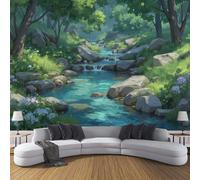 ZISTRCBAO Anime Nature Style Wall Mural, Green Wall Decor Poster Wallpaper for Living Room Bedroom Dorm, 150x105cm