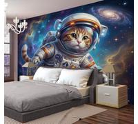 ZISTRCBAO Astronaut Orange Cat Tapestry Wall Hanging, Cartoon Sci-Fi Animal Tapestries, Home Decor Wall Hanging Bed Cover Bedroom Living Room 100x75cm, Blue