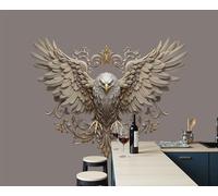 ZISTRCBAO Bald Eagle with Outstretched Wings Panoramic Wallpaper Mural - 350x256cm Silk Wall Mural, Vintage Relief Animal Wallpaper Photo Wall Murals Home Bedroom Decoration Walls Covering