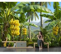ZISTRCBAO Banana Trees Palm Trees Wallpaper 250x175cm, Tropical Orchards Mural Wallpaper, Room Decor Wall Art for Bedroom, Living Room, Corridor, Lounge Background Decoration, Greenery