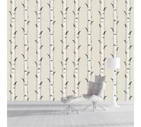 ZISTRCBAO Birch Trunk Wallpaper 300x210cm, Minimalist Nordic Style Mural Wallpaper, Room Decor Wall Art for Bedroom, Living Room, Corridor, Lounge Background Decoration, White