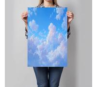 ZISTRCBAO Blue Sky White Clouds Canvas Art Print Painting, Fresh Cartoon Style Unframed Canvas Wall Art, Blue Posters for Living Room Bedroom Restaurant Home Office Wall Decoration 60×90 cm