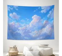 ZISTRCBAO Blue Sky White Clouds Tapestry Wall Hanging, Tapestry Fresh Cartoon Style Design Wide Wall Hanging, Blue Tapestries Poster for Living Room Bedroom Dorm Decor, 150x100cm