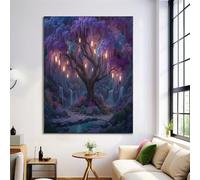 ZISTRCBAO Canvas Wall Art Lantern Tree Waterfall Canvas Print Fantasy Illustration Style Frameless Picture Painting Poster for Living Room Bedroom Bathroom Corridor Home Wall Decor 40×50 cm