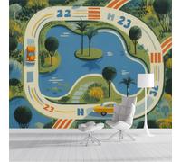 ZISTRCBAO City Roads Silk Wall Mural Decoration Poster Picture Photo Wallpaper 400x280cm, Cartoon Style Wall Mural Decoration, Dark Green Paper for Home Kids Bedroom