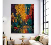 ZISTRCBAO City Street Couple Canvas Wall Art Landscape Realism on Canvas Print Posters Yellow Prints Poster Pictures for Living Room Hallway Stairs Bedroom Bathroom Wall Decor 30×40 cm Frameless