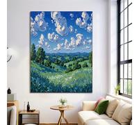 ZISTRCBAO Clouds Fields Forests Wall Art Canvas, Impressionist Oil Painting Art Wall Poster, Unframed Poster Artwork for Living Room Bedroom Office Home 50×70 cm