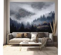 ZISTRCBAO Clouds Mist Spruce Forest Wall Tapestry, Dark Mountain Scenery Tapestry Wall Hanging for Bedroom Aesthetic Living Room College Dorm Decor 230x180cm, Gray