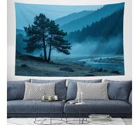 ZISTRCBAO Clouds Pine Trees Mountains Tapestry Cyan-Blue Tapestry Forest Scenery Wall Hanging Home Large Wall Art Decorations for Bedroom Dorm Room 230x180cm
