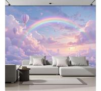 ZISTRCBAO Clouds Rainbows Castles Wallpaper Mural, Soft Fantasy Style Poster Picture Wallpaper Mural 250x175cm Wall Paper for Home Living Room Kids Bedroom Decor, Pink Purple
