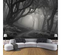 ZISTRCBAO Cloudy Dark Forest Mural Wallpaper, Dark Fantasy Forest Panoramic Wallpaper, Wall Mural Decoration Poster 400x280cm Murals for Living Room Bedroom Hallway, Gray