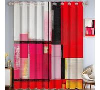 ZISTRCBAO Collage Geometry Eyelet Curtains W 26" x L 84" In, Gradient Watercolor Blackout Curtains Thermal Insulated for Bedroom Living Room 2 Panels Set, Red