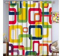 ZISTRCBAO Colored Squares Blackout Curtains Eyelet, Medieval Style 2 Panels Window Treatment for Living and Bedroom, Multicolor, W 27" x L 39" In