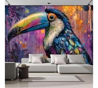 ZISTRCBAO Colorful Toucan Photo Wallpaper Wall Mural 350x256cm, 3D Panoramic Photo Wallpaper Wall Mural - Watercolor Graffiti Animal Silk Poster for Bedroom Living Room Background Decor Poster