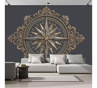 ZISTRCBAO Compass Rose Embossed Silk 3D Photo Wallpaper Mural 400x280cm, Naval Gothic Style Photo Wallpaper, Indoor Wall Painting for Bedroom Living Room TV Backdrop Home Decoration