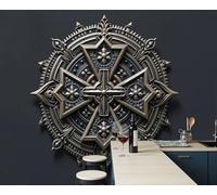 ZISTRCBAO Cross Pattern Panoramic Wallpaper Mural - 200x140cm Silk Wall Mural, Industrial Relief Gothic Wallpaper Photo Wall Murals Home Bedroom Decoration Walls Covering