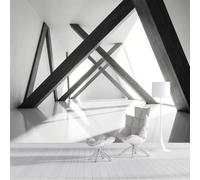 ZISTRCBAO Crossed Timber Beams Wall Mural Wallpaper, Minimalist Geometric Architecture Silk Photo Wallpapers for Living Room, Hallway, TV Background Wall Wallpaper, Poster, 400x280cm