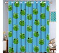 ZISTRCBAO Cute Frog Blackout Eyelet Curtains, Cartoon Animal Thermal Insulated Curtain, Blue Pair Room Darkening Window Treatment for Living and Bedroom 2 Panels Set, W 36" x L 72" In