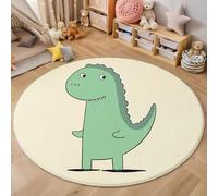 ZISTRCBAO Cute Green Dinosaur Round Rugs 60cm, Cartoon Animal Playing Mat, Short Pile Circle Rug for Bedside Bedroom Living Room Study Kids Room Decor, Light Green