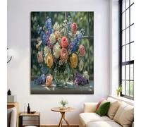 ZISTRCBAO Daisy Rose Bouquet Canvas Wall Art Elegant Floral on Canvas Print Posters Multi-Color Prints Poster Pictures for Living Room Hallway Stairs Bedroom Bathroom Wall Decor 40×50 cm Frameless