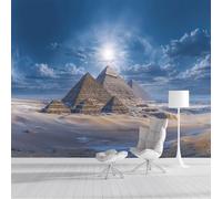 ZISTRCBAO Egyptian Pyramids Wallpaper Mural, Retro Architecture Poster Picture Wallpaper Mural 400x280cm Wall Paper for Home Living Room Kids Bedroom Decor, Blue