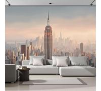 ZISTRCBAO Empire State Building City Photo Wallpaper Panoramic, Modern City Skyline Wall Mural Poster 3D Effect - Silk Wallpaper for Living Room Bedroom Office TV Background Decoration, 200x140cm