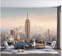 ZISTRCBAO Empire State Building Mural Wallpaper, Modern Urban Photography Style Panoramic Wallpaper, Wall Mural Decoration Poster 300x210cm Mural for Living Room Bedroom Hallway, Light Brown