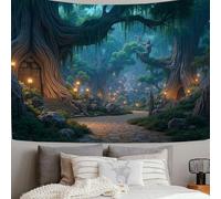 ZISTRCBAO Enchanted Forest Path Tapestry 230x180cm, Dreamy Fairy Tale Style Wall Hanging, Home Decor for Bedroom Living Room Dorm Polyester Fabric Home Decor, Blue