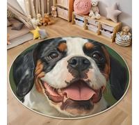 ZISTRCBAO English Bulldog Rugs Round 100cm Living Room, Watercolor Animals Circle Carpet, Non Slip Machine Washable Carpet, Brown Round Rug for Bedroom Dining Room Hallway Entryway Floor Mat
