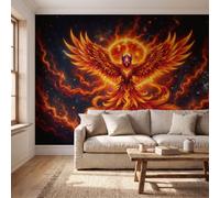 ZISTRCBAO Flame Phoenix Wall Mural Wallpaper | Magical Animal Walls Art Murals, Silk Panoramic Poster, Poster Decoration Wall Covering for Bedroom Living Room Home Decor 400x280cm