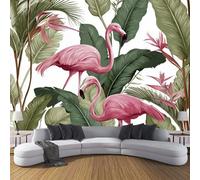 ZISTRCBAO Flamingo Banana Leaf Wallpaper Murals 150x105cm, Watercolor Tropical Plant Panoramic Wallpaper Mural, Green Paper for Bedroom Living Room Decor Artwork Background Wall Stickers
