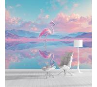 ZISTRCBAO Flamingo Lake Silk Wall Mural Decoration Poster Picture Photo Wallpaper 150x105cm, Fantasy Art Wall Mural Decoration, Pink Paper for Home Living Room Kids Bedroom Kitchen