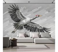 ZISTRCBAO Flying Red-Crowned Crane Panoramic Wallpaper Mural - 350x256cm Silk Wall Mural, Retro Realistic Animal Wallpaper Photo Wall Murals Home Bedroom Decoration Walls Covering