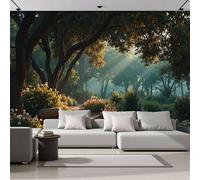 ZISTRCBAO Forest Lake Trails Wallpaper Murals 300x210cm, Tranquil Natural Scenery Panoramic Wallpaper Mural, Greenery Paper for Bedroom Living Room Decor Artwork Background Wall Stickers