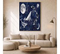 ZISTRCBAO Full Moon Starry Sky Whale Canvas Wall Art, Starry Sky Ocean Theme | Canvas Prints Decor for Living Room, Bedroom, Or Office 40×50 cm Frameless