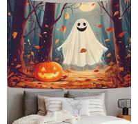 ZISTRCBAO Ghosts Autumn Forest Tapestry Wall Hanging | Fun Cartoon Tapestries, Home Decor Wall Hanging Bed Cover Terror Bedroom Living Room Dorm 150x100cm, Orange