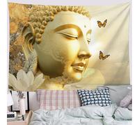 ZISTRCBAO Golden Sculpture Butterfly Tapestry 150x100cm, Opulent Zen Style Wall Hanging, Home Decor for Bedroom Living Room Dorm Polyester Fabric Home Decor, Gold