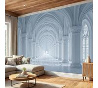 ZISTRCBAO Gothic Arches Corridor Wallpaper 300x210cm, Modern Classical Architecture Mural Wallpaper, Room Decor Wall Art for Bedroom, Living Room, Corridor, Lounge Background Decoration, White
