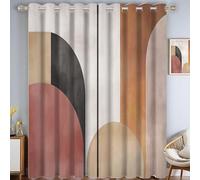 ZISTRCBAO Gradient Geometry Blackout Curtain, Retro Boho Style Thermal Insulated Eyelet Window Drapes, Earthy Curtains for Bedroom Living Room kitchen office W 27" x L 39" In (2 Panels)