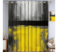 ZISTRCBAO Gradient Watercolor Blackout Curtain, Modern Simple Thermal Insulated Eyelet Window Drapes, Yellow Curtains for Bedroom Living Room kitchen office W 26" x L 84" In (2 Panels)