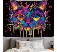 ZISTRCBAO Graffiti Colorful Cat Tapestry Wall Hanging | Psychedelic Fluid Art Tapestries, Home Decor Wall Hanging Bed Cover Terror Bedroom Living Room Dorm 150x130cm, Multicolor